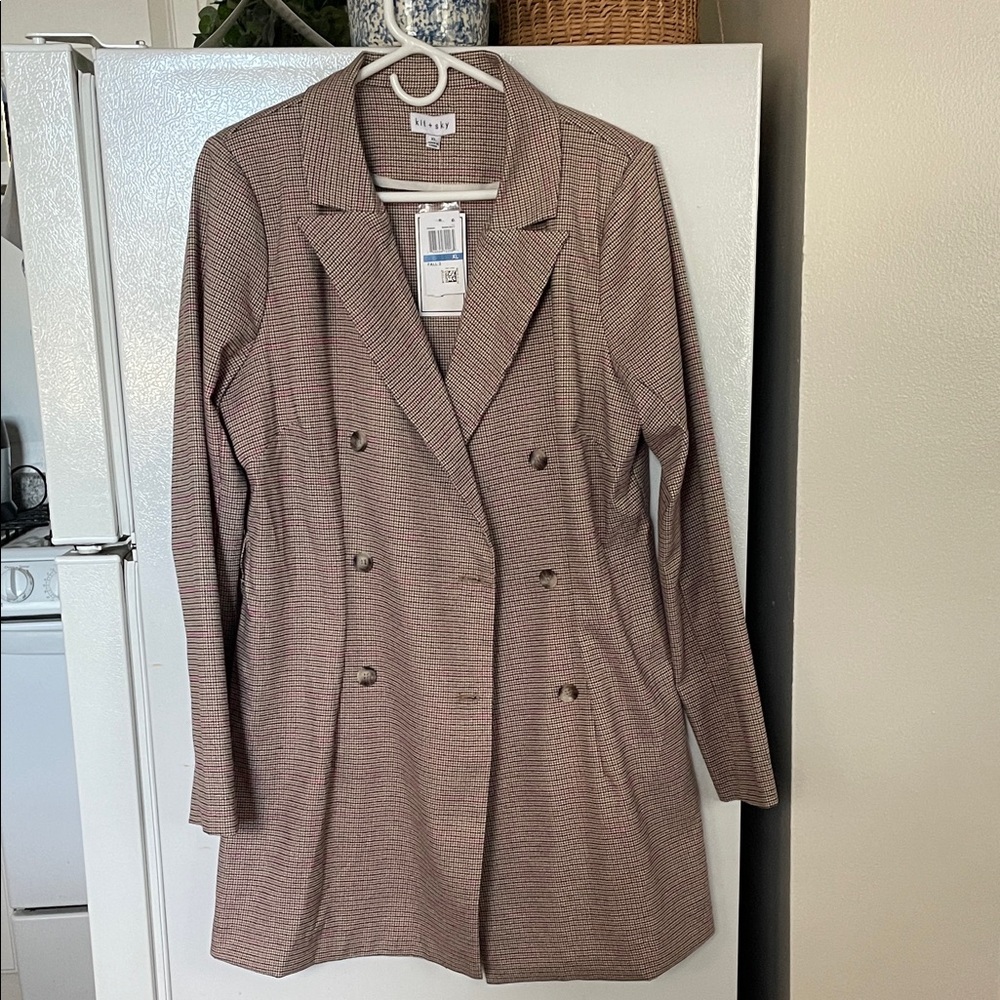 NWT KIT + SKY XL Women's Brown Multicolored Double-Breasted Jacket‎